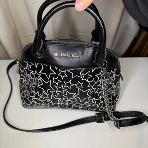 Michael Kors Emmy Star Print Dome Satchel Crossbody Bag Saffiano Leather